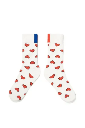 Multi Heart Dress Sock - Cream