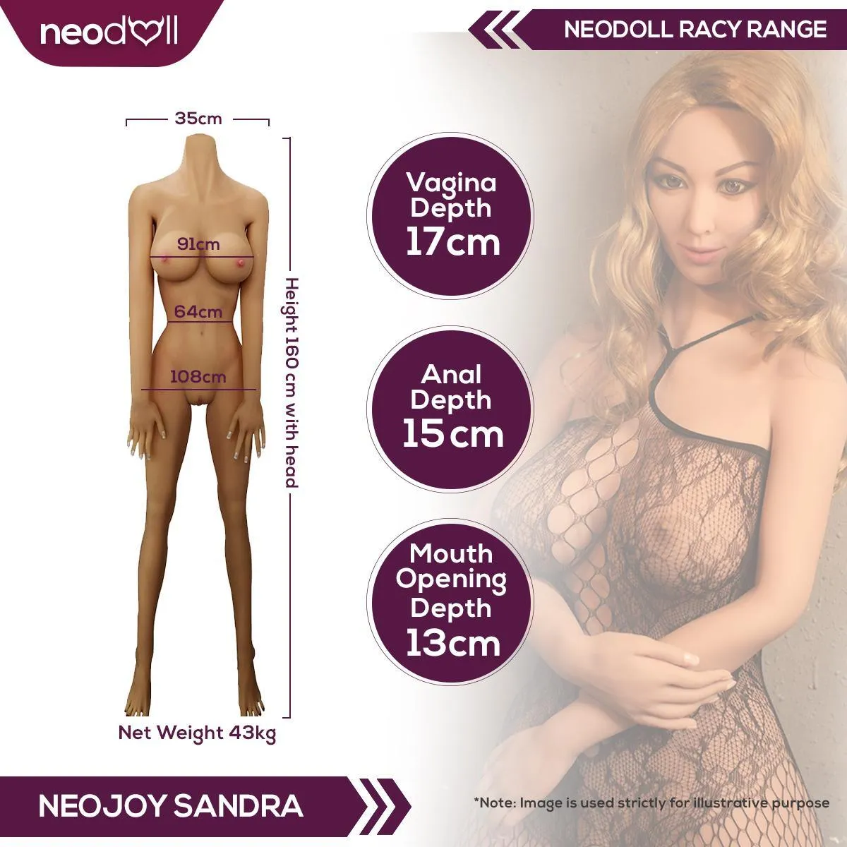 Neodoll Racy Sandra - Realistic Sex Doll - 160cm - Tan