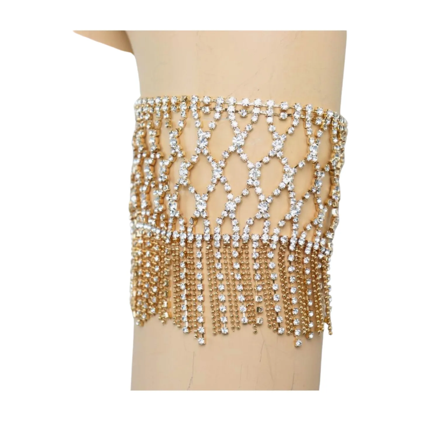 New Women Gold Metal Tassel Fringes Upper Arm Bracelet Elastic Band Silver Bling