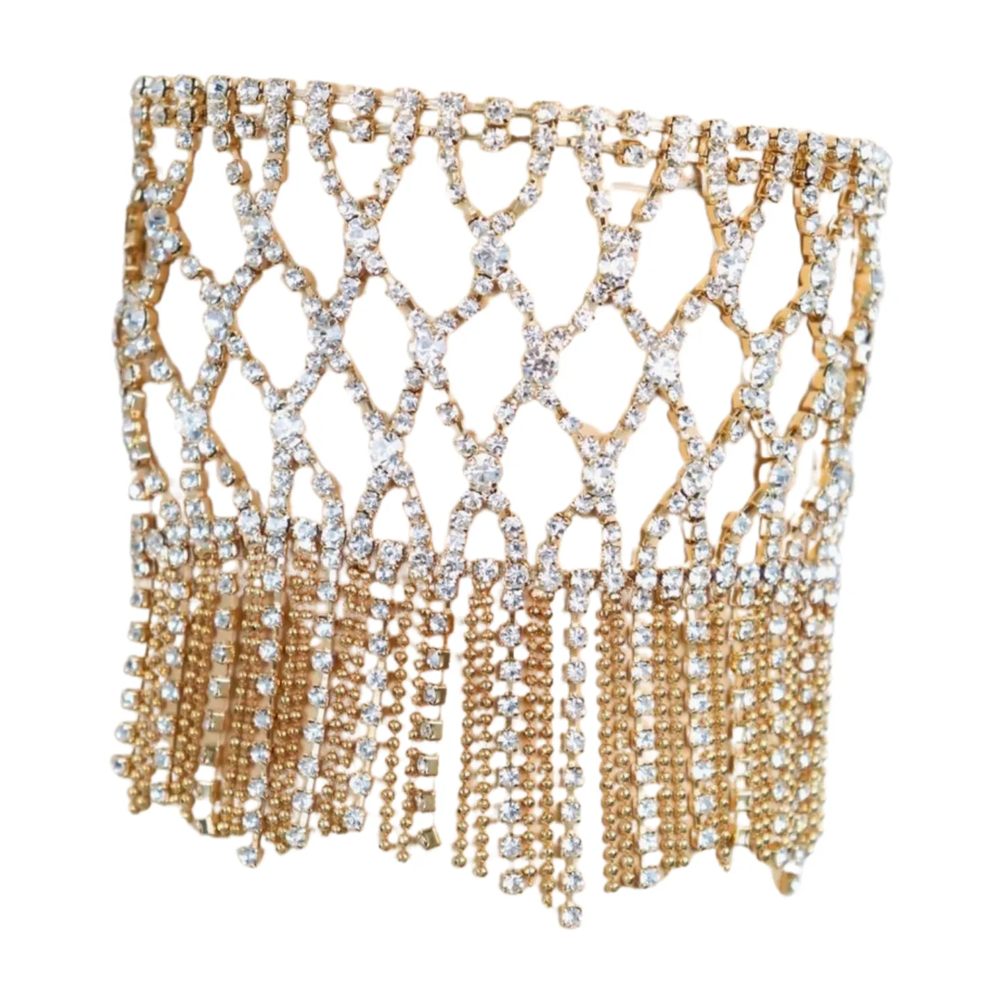 New Women Gold Metal Tassel Fringes Upper Arm Bracelet Elastic Band Silver Bling