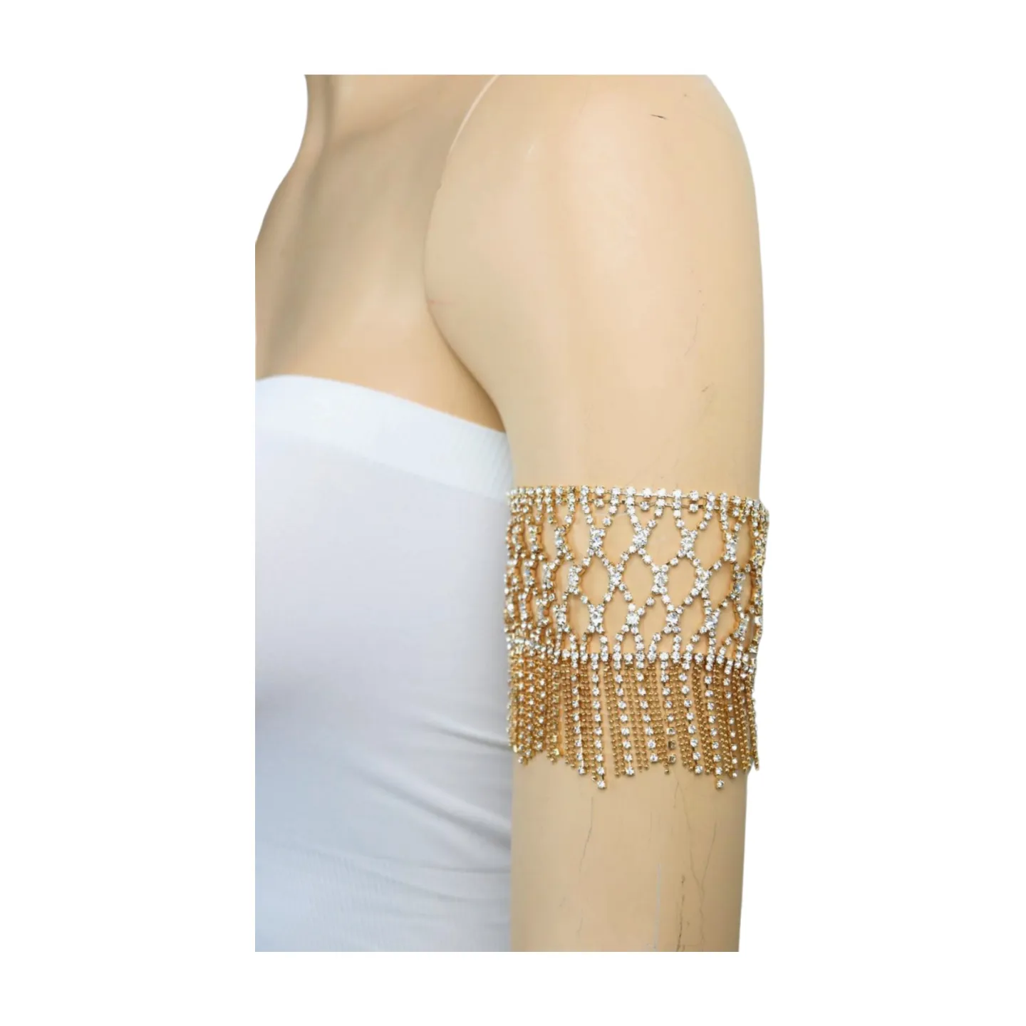 New Women Gold Metal Tassel Fringes Upper Arm Bracelet Elastic Band Silver Bling