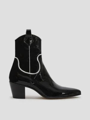 NICO 60MM ARIZONA BOOT IN BLACK/WHITE PATENT