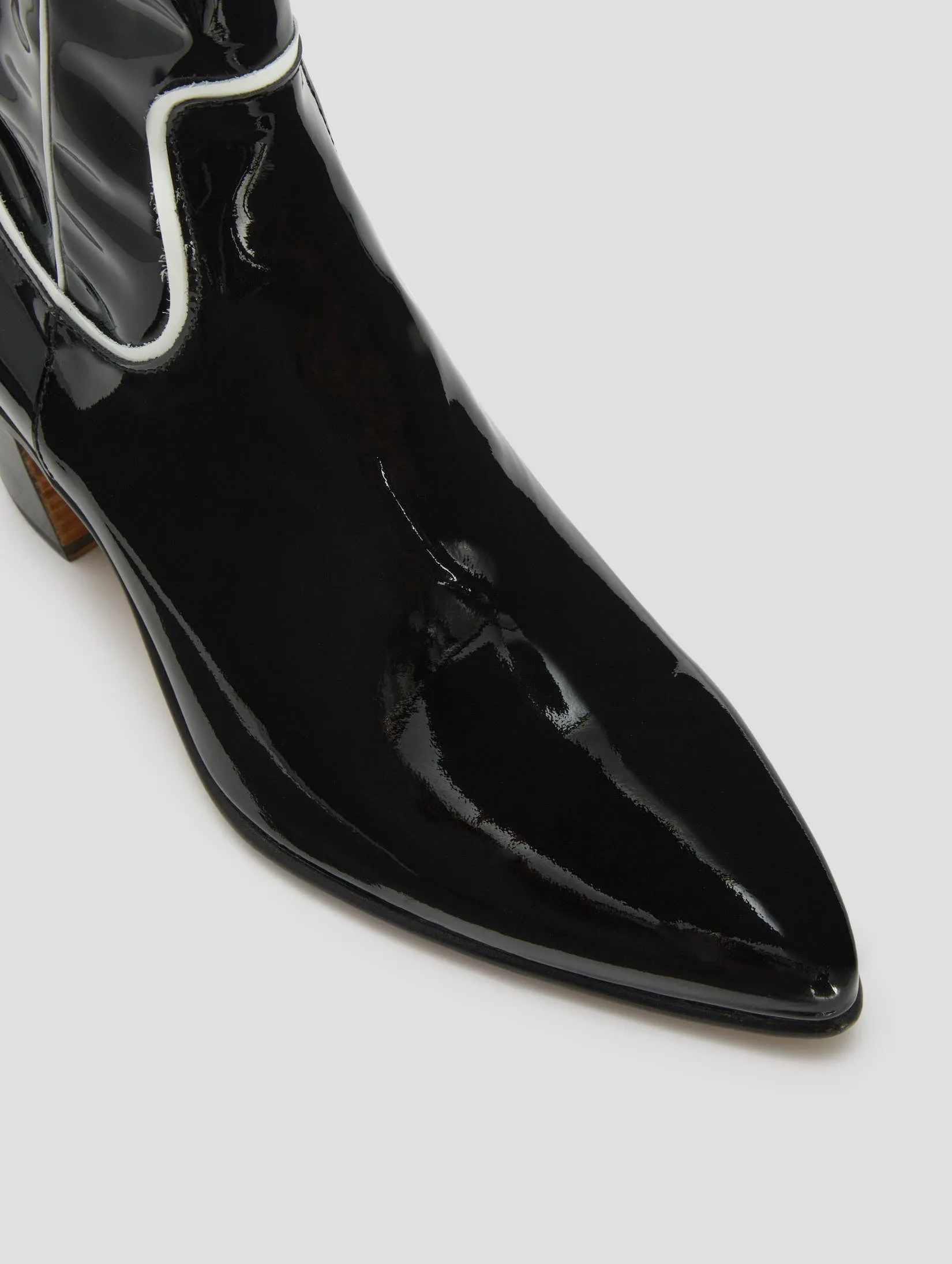 NICO 60MM ARIZONA BOOT IN BLACK/WHITE PATENT