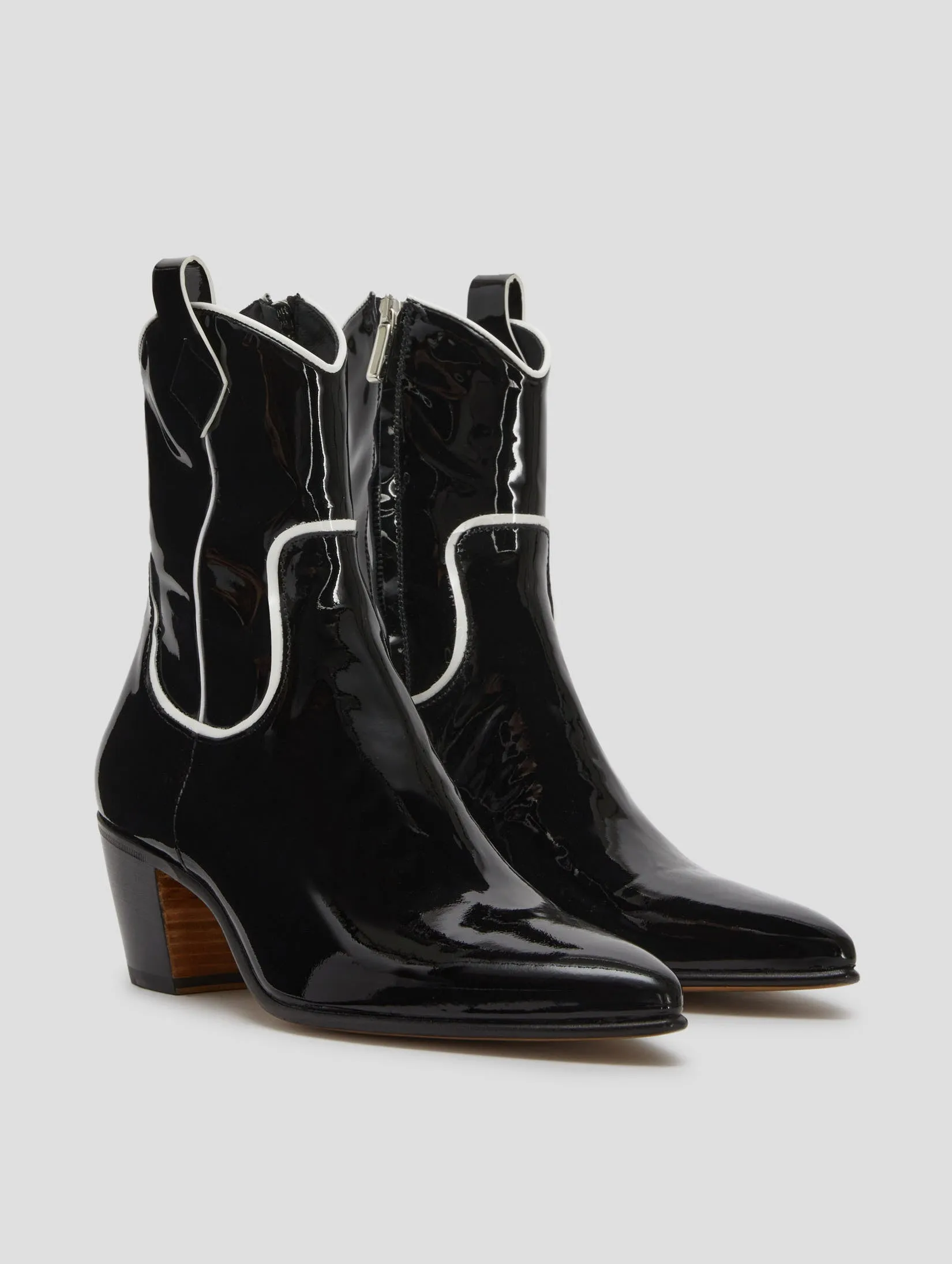 NICO 60MM ARIZONA BOOT IN BLACK/WHITE PATENT