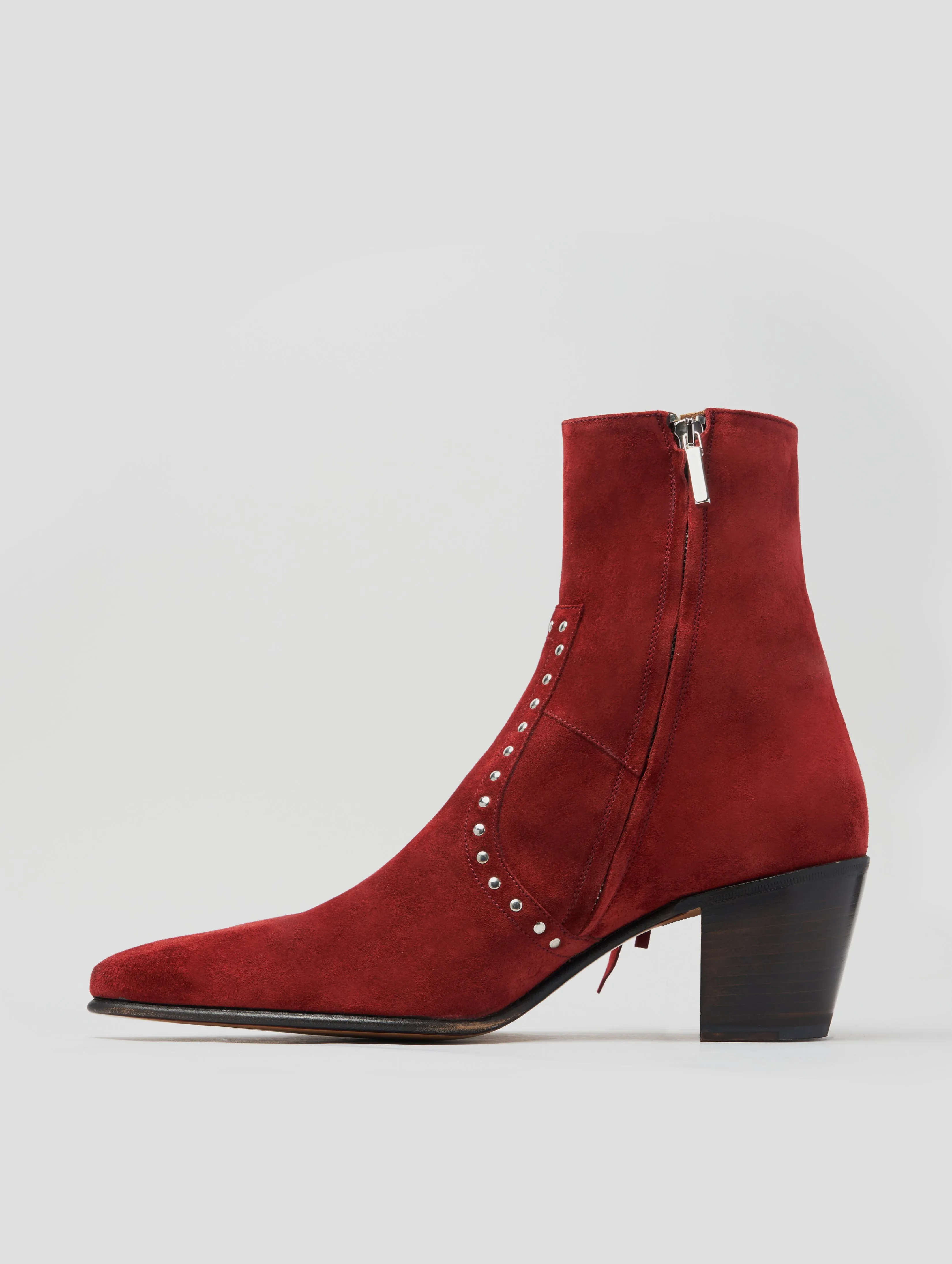 NICO 60MM "MOJAVE" FRINGED BOOT IN RUBY RED SUEDE