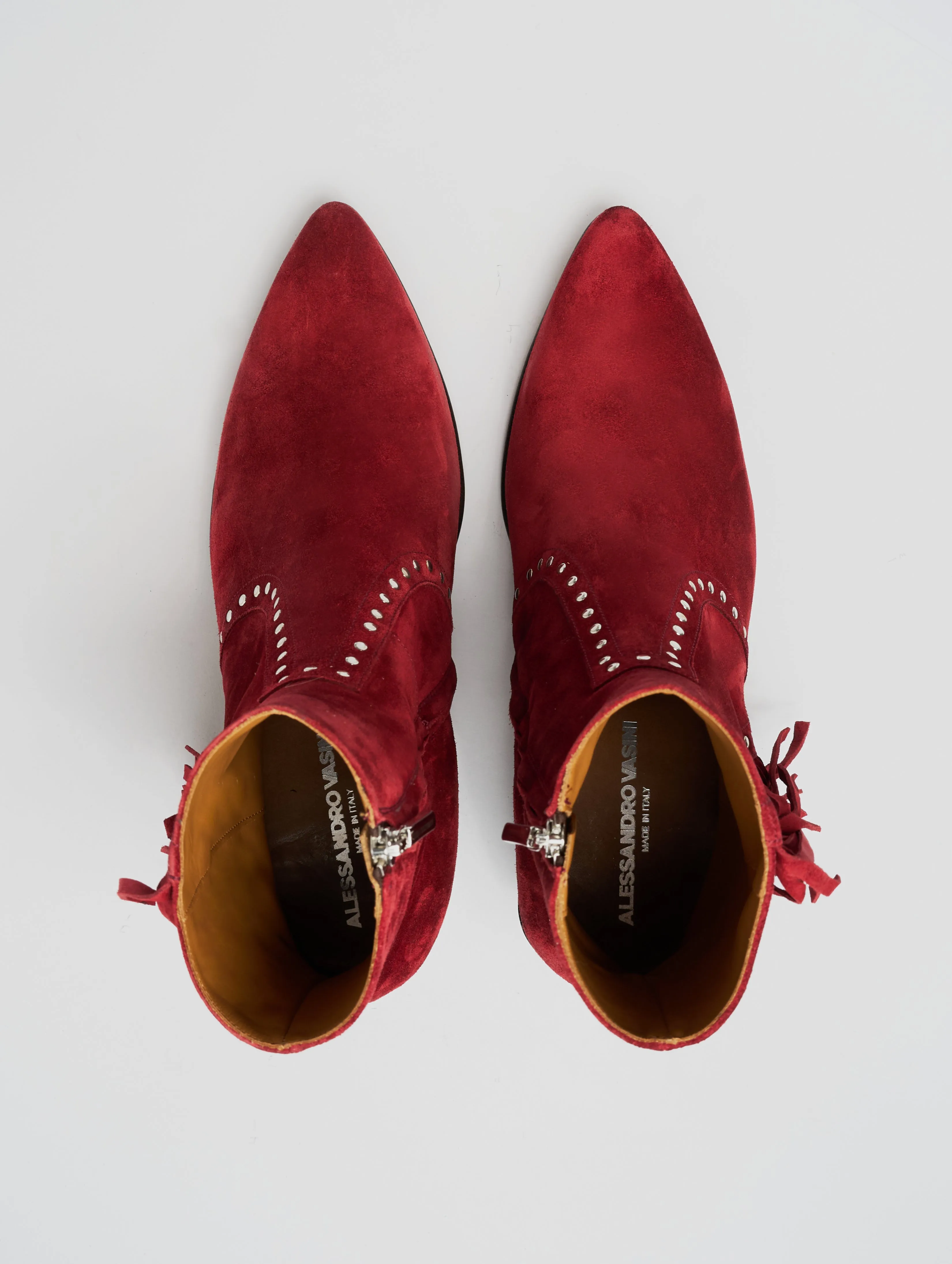 NICO 60MM "MOJAVE" FRINGED BOOT IN RUBY RED SUEDE
