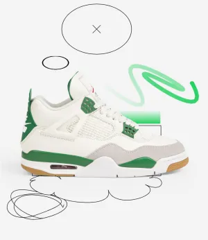 Nike SB x Air Jordan 4 Shoes - Sail / White - Pine Green - Neutral Grey