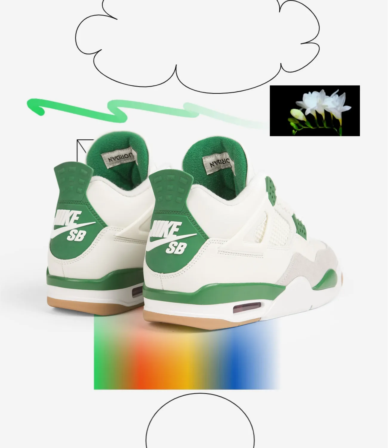 Nike SB x Air Jordan 4 Shoes - Sail / White - Pine Green - Neutral Grey