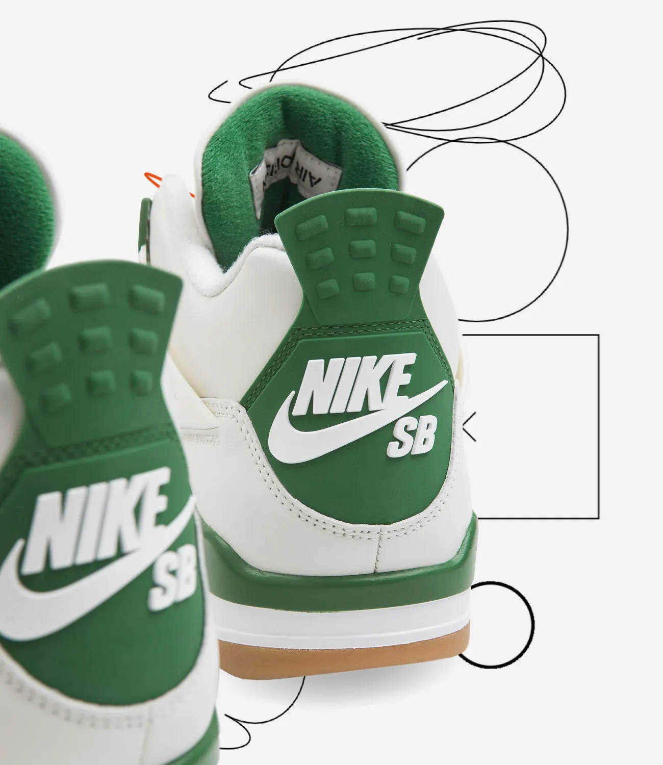 Nike SB x Air Jordan 4 Shoes - Sail / White - Pine Green - Neutral Grey