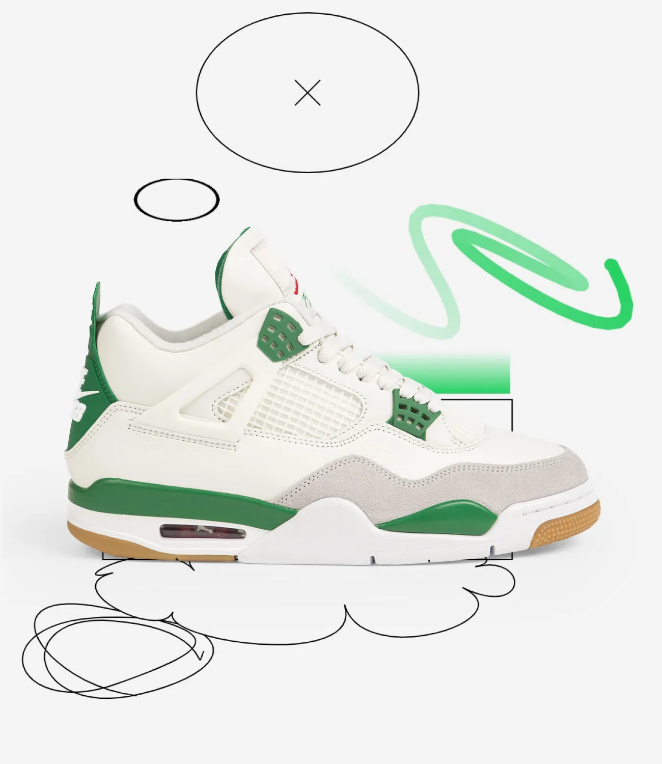 Nike SB x Air Jordan 4 Shoes - Sail / White - Pine Green - Neutral Grey