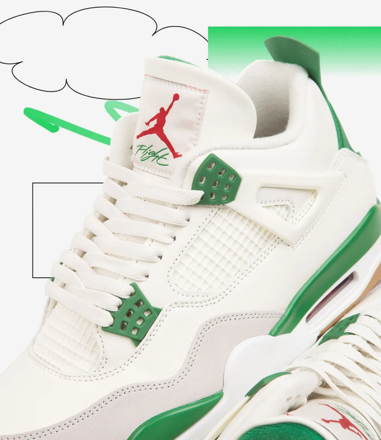 Nike SB x Air Jordan 4 Shoes - Sail / White - Pine Green - Neutral Grey