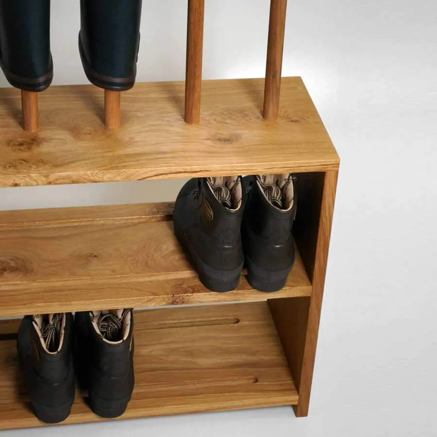 Oak Wellington and Shoe Rack (4 pair)
