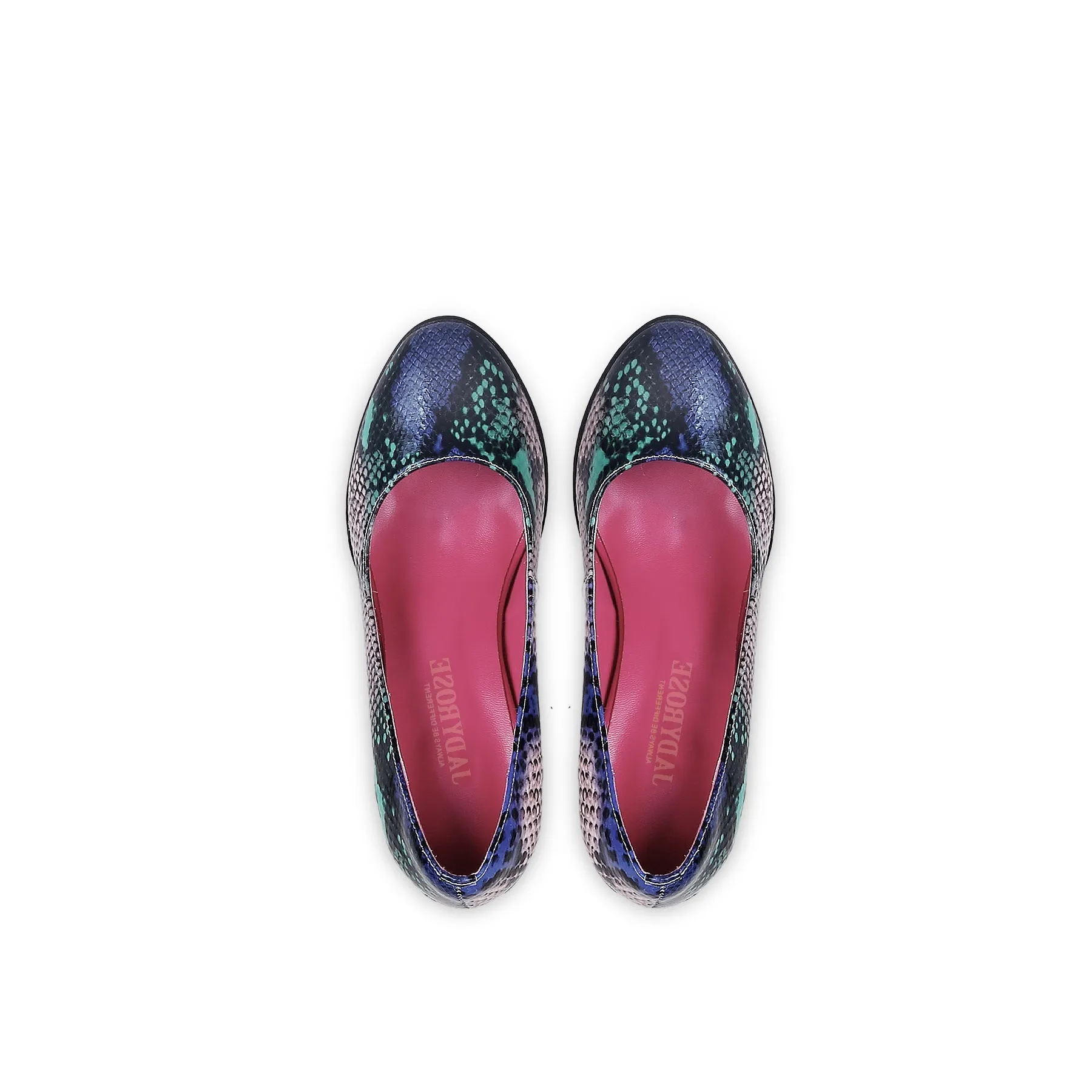 Open Triangle-Heel Leather Pump - Pink Snake