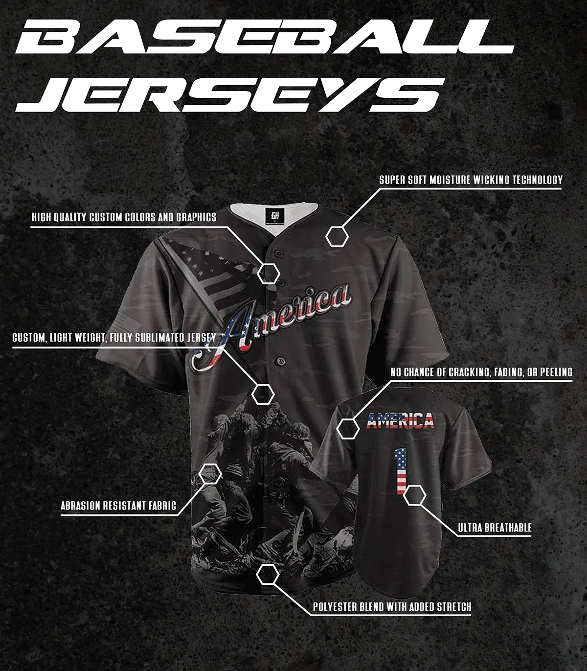 Patriotic America Baseball Jersey