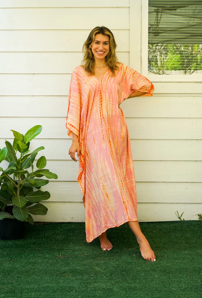 Peach Sunrise Tie-Dye Kaftan