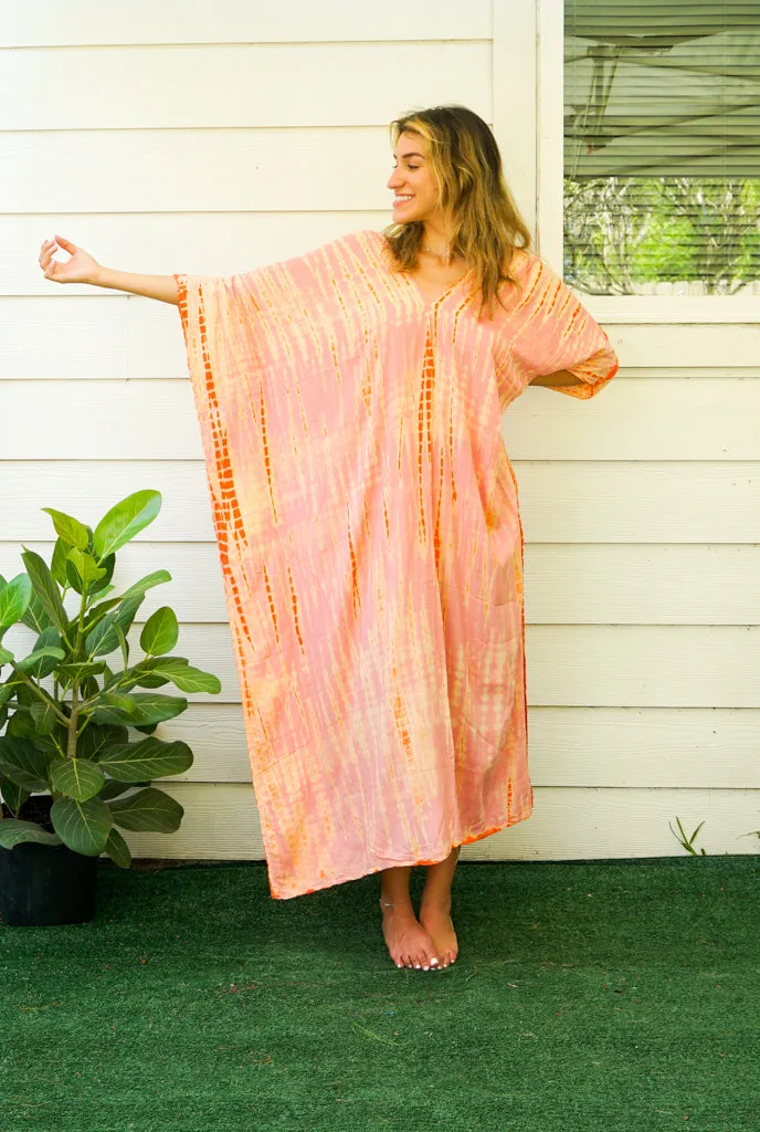 Peach Sunrise Tie-Dye Kaftan