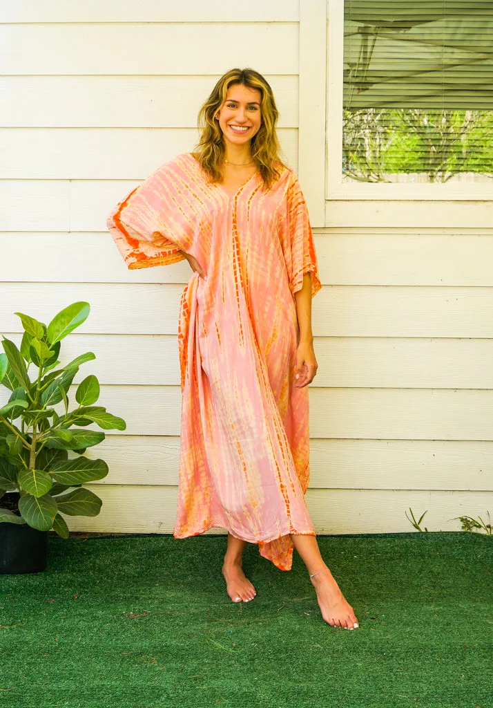 Peach Sunrise Tie-Dye Kaftan