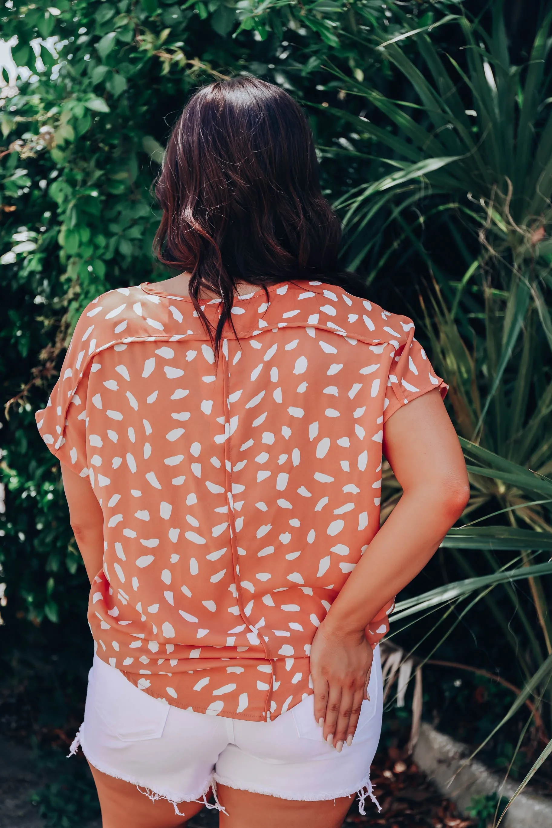 Peachy Chiffon Dot Blouse