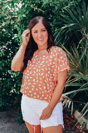 Peachy Chiffon Dot Blouse