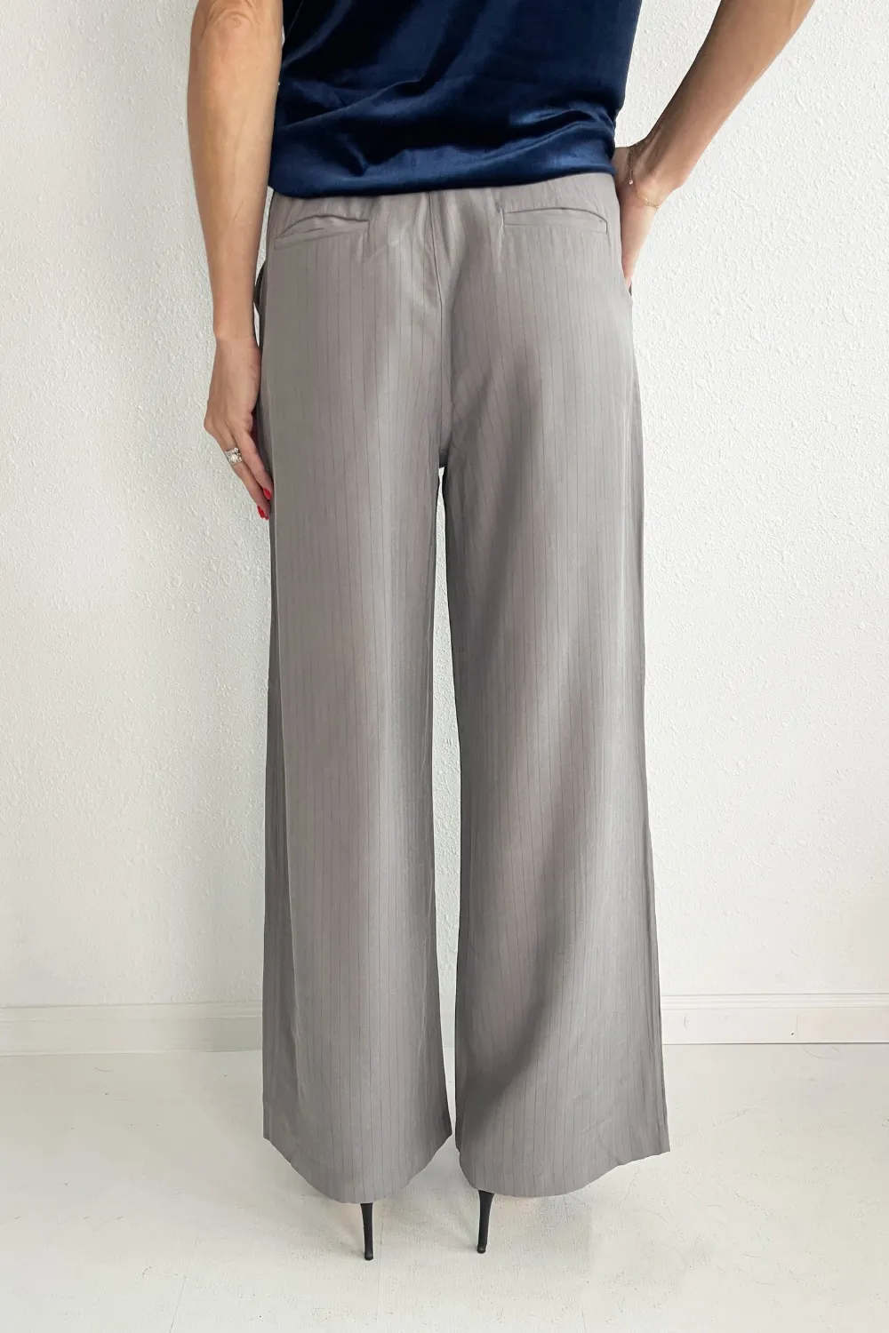 Pinstripe Pleated Trousers