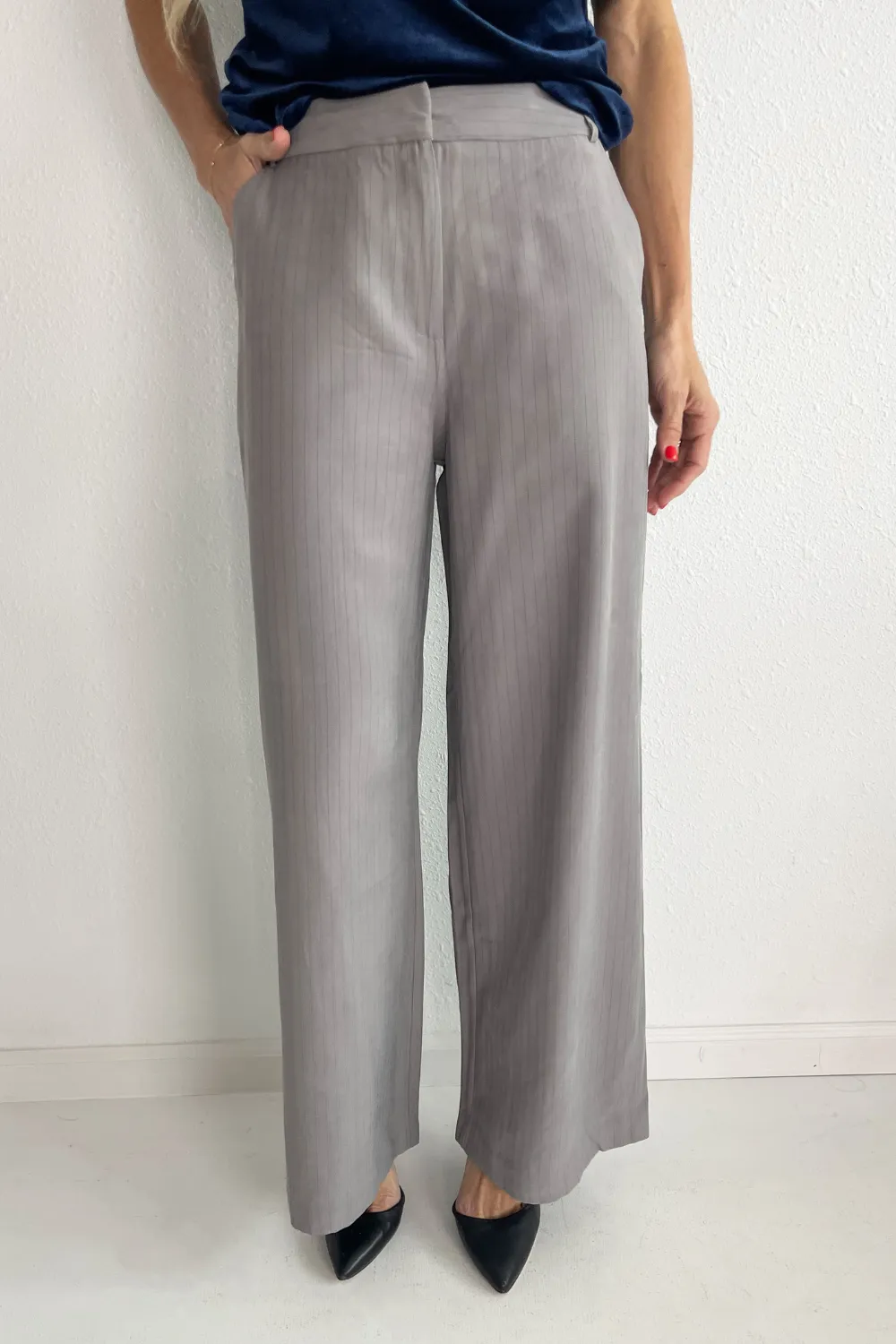 Pinstripe Pleated Trousers