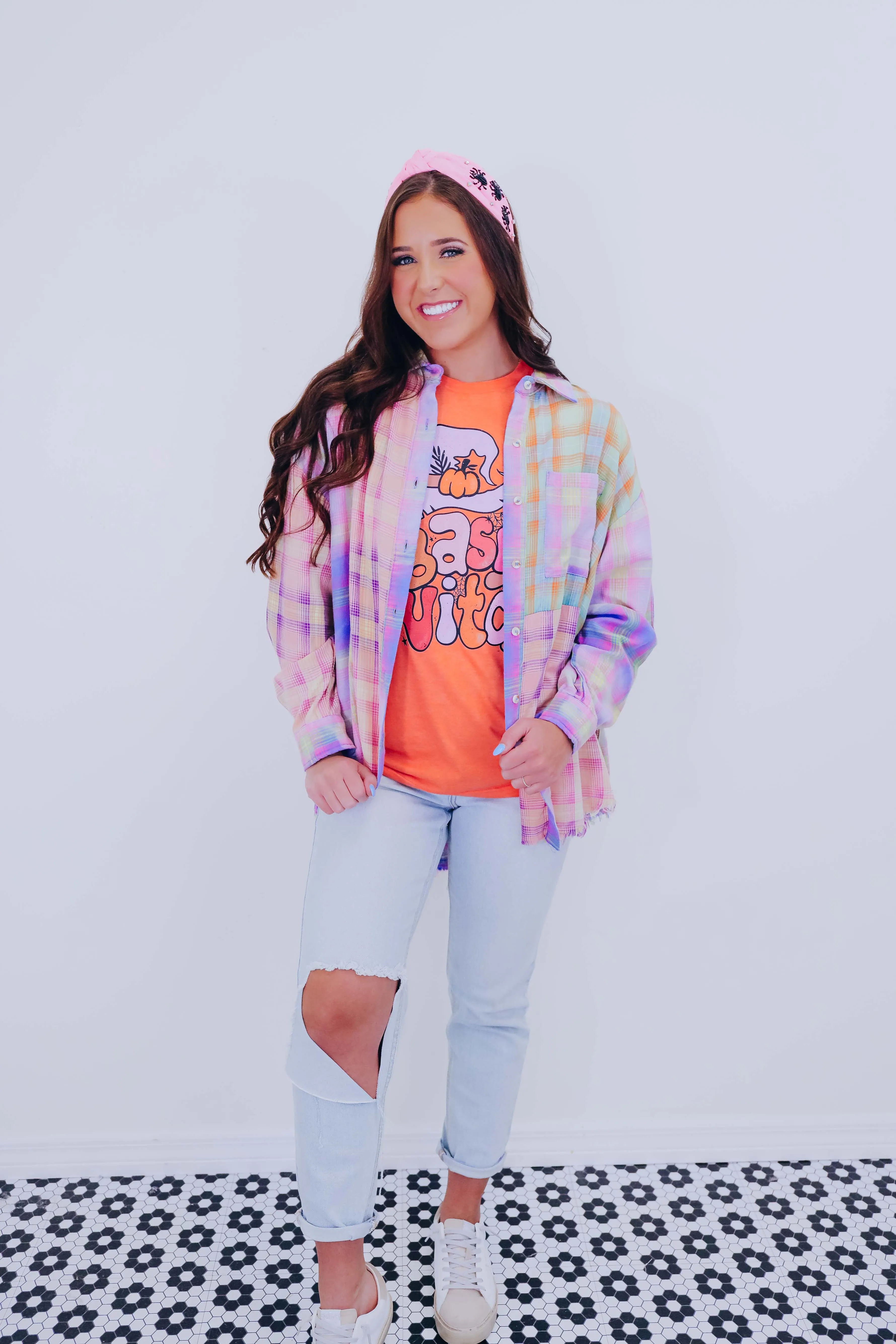 Pippa Pastel Plaid Step Hem Shirt