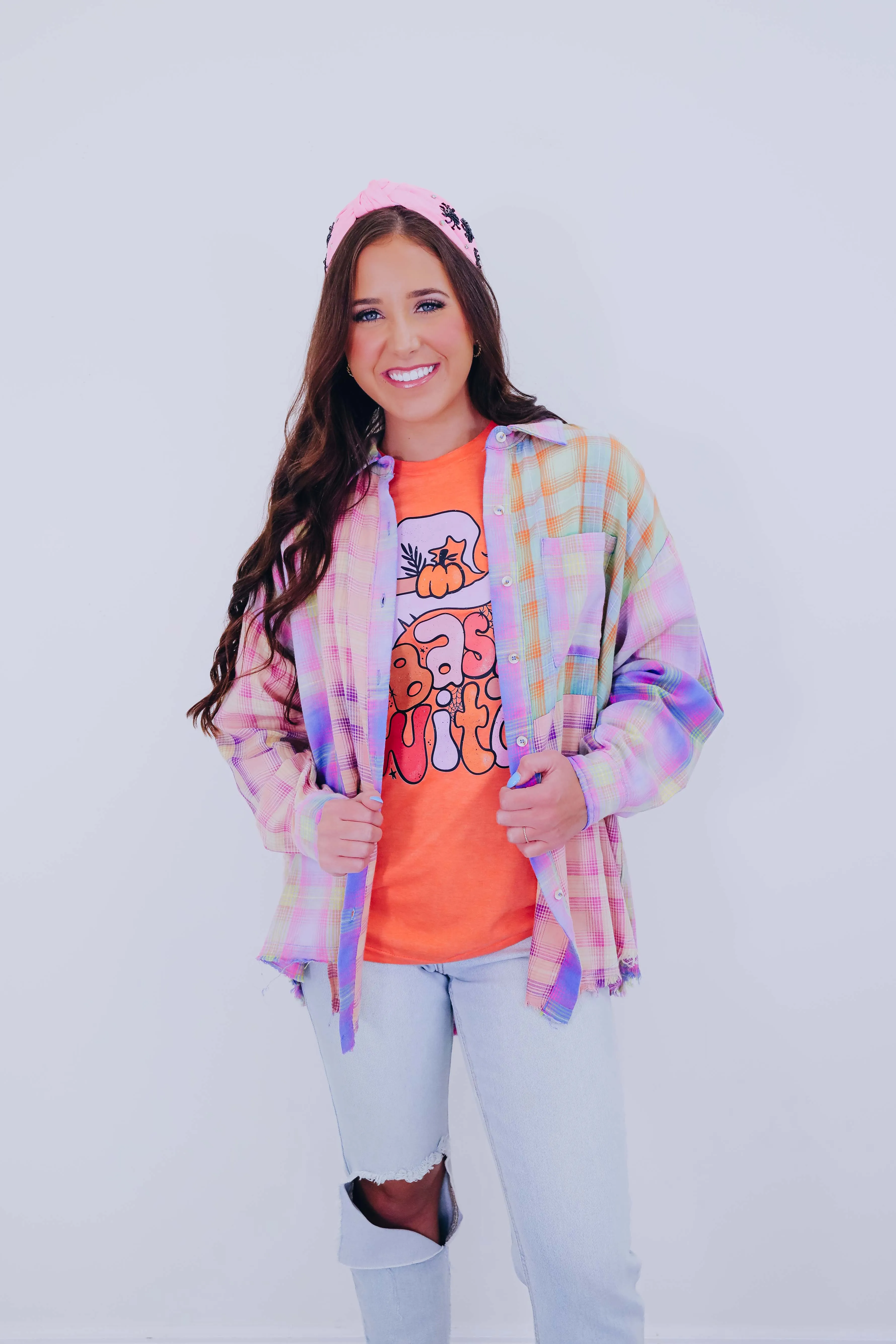 Pippa Pastel Plaid Step Hem Shirt