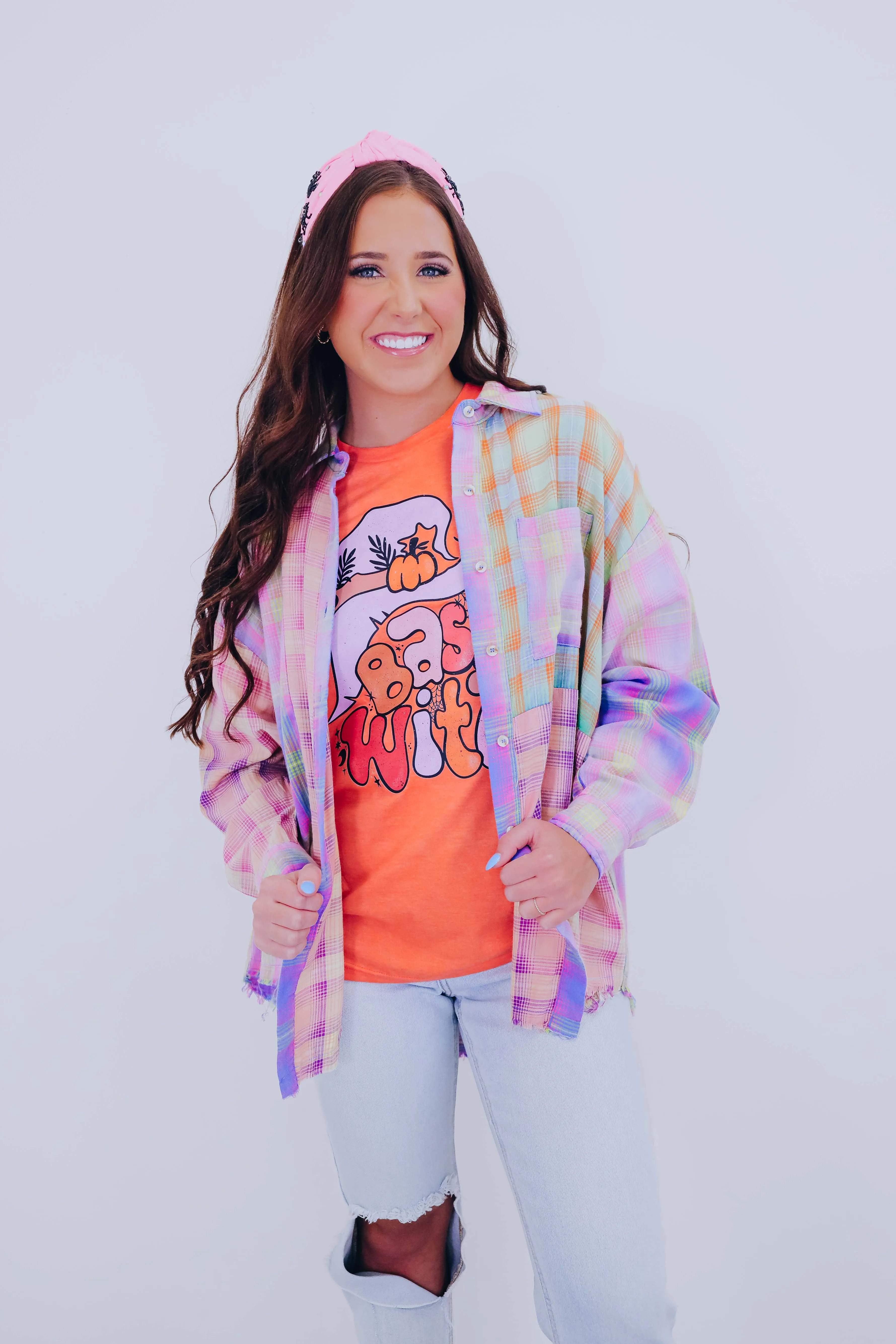 Pippa Pastel Plaid Step Hem Shirt