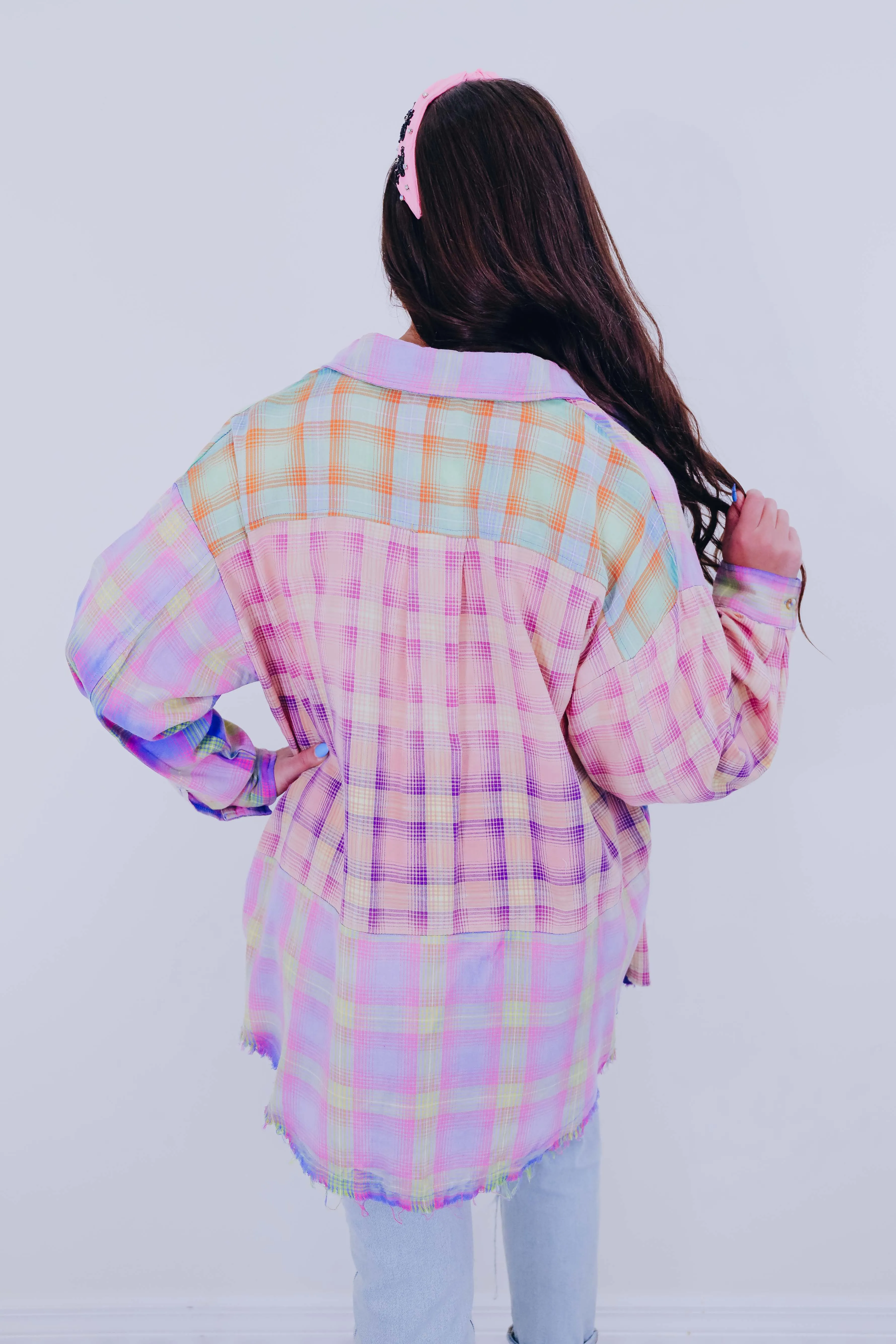 Pippa Pastel Plaid Step Hem Shirt