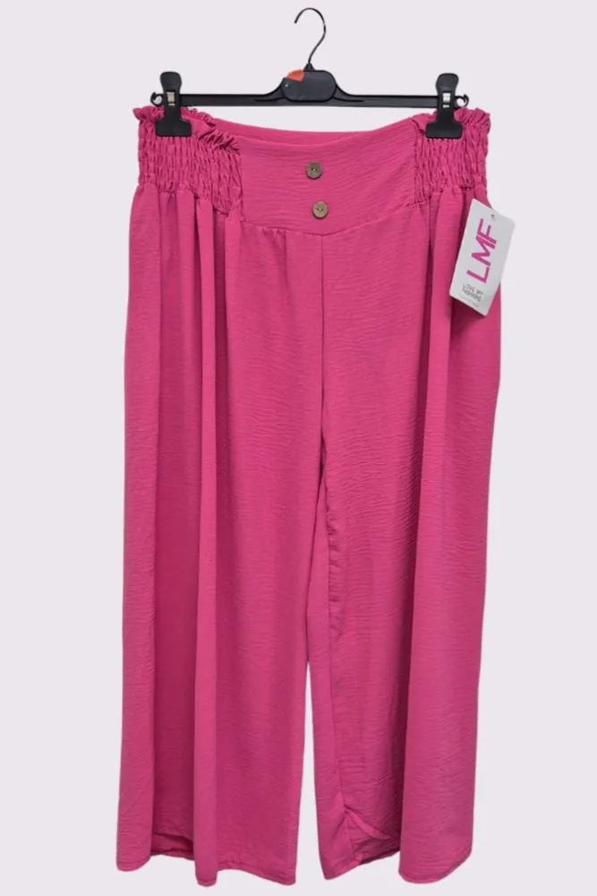 Plain Elasticated Waistband Wide Leg Trousers