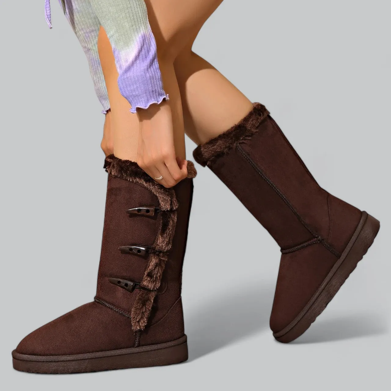 Plush Soft Fur Mid-Calf Boots | Warm, Comfortable Footwear for Winter | Ideal for Cold Weather Wear