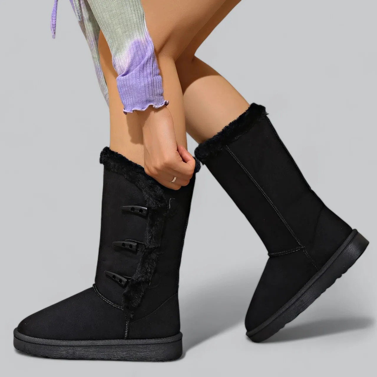 Plush Soft Fur Mid-Calf Boots | Warm, Comfortable Footwear for Winter | Ideal for Cold Weather Wear