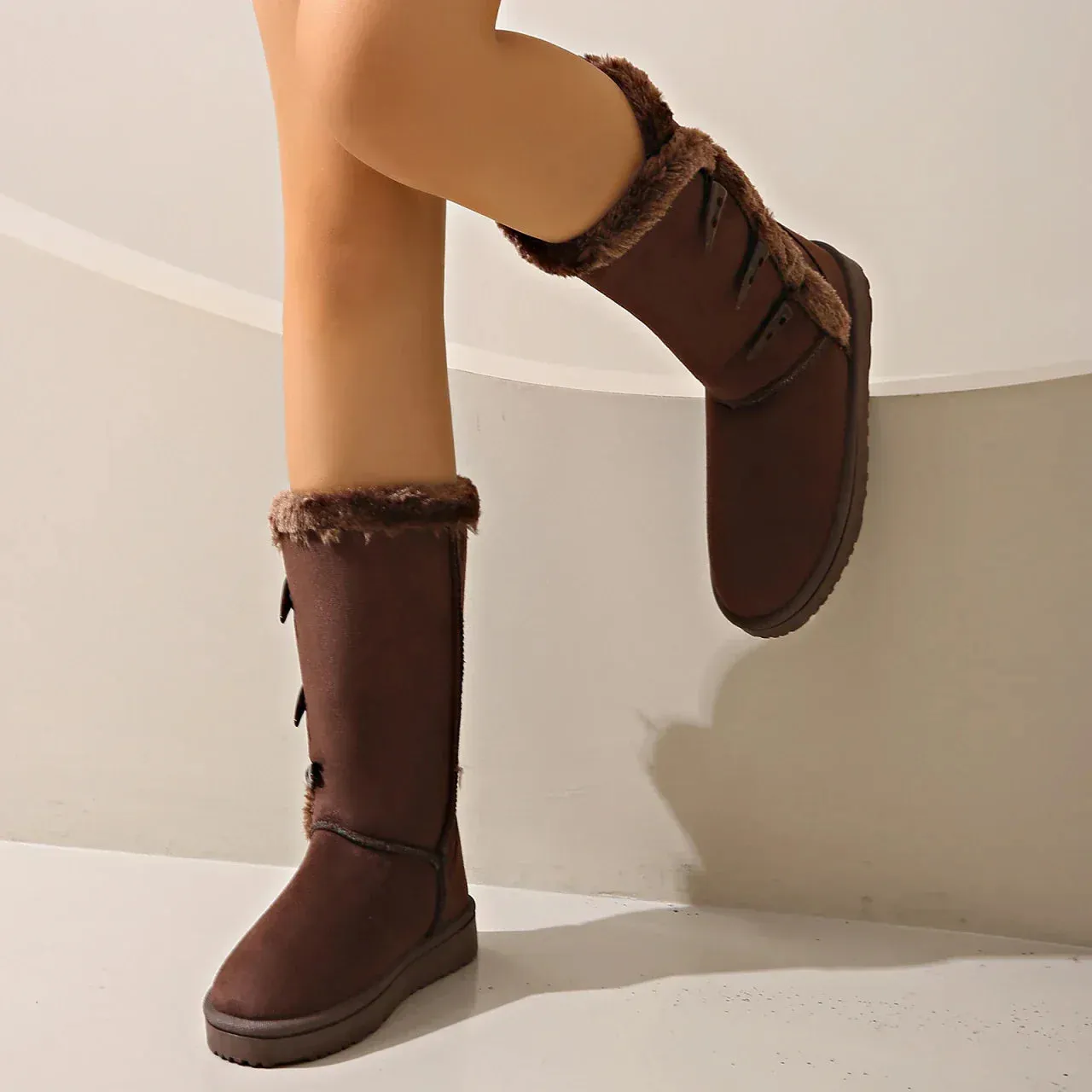Plush Soft Fur Mid-Calf Boots | Warm, Comfortable Footwear for Winter | Ideal for Cold Weather Wear