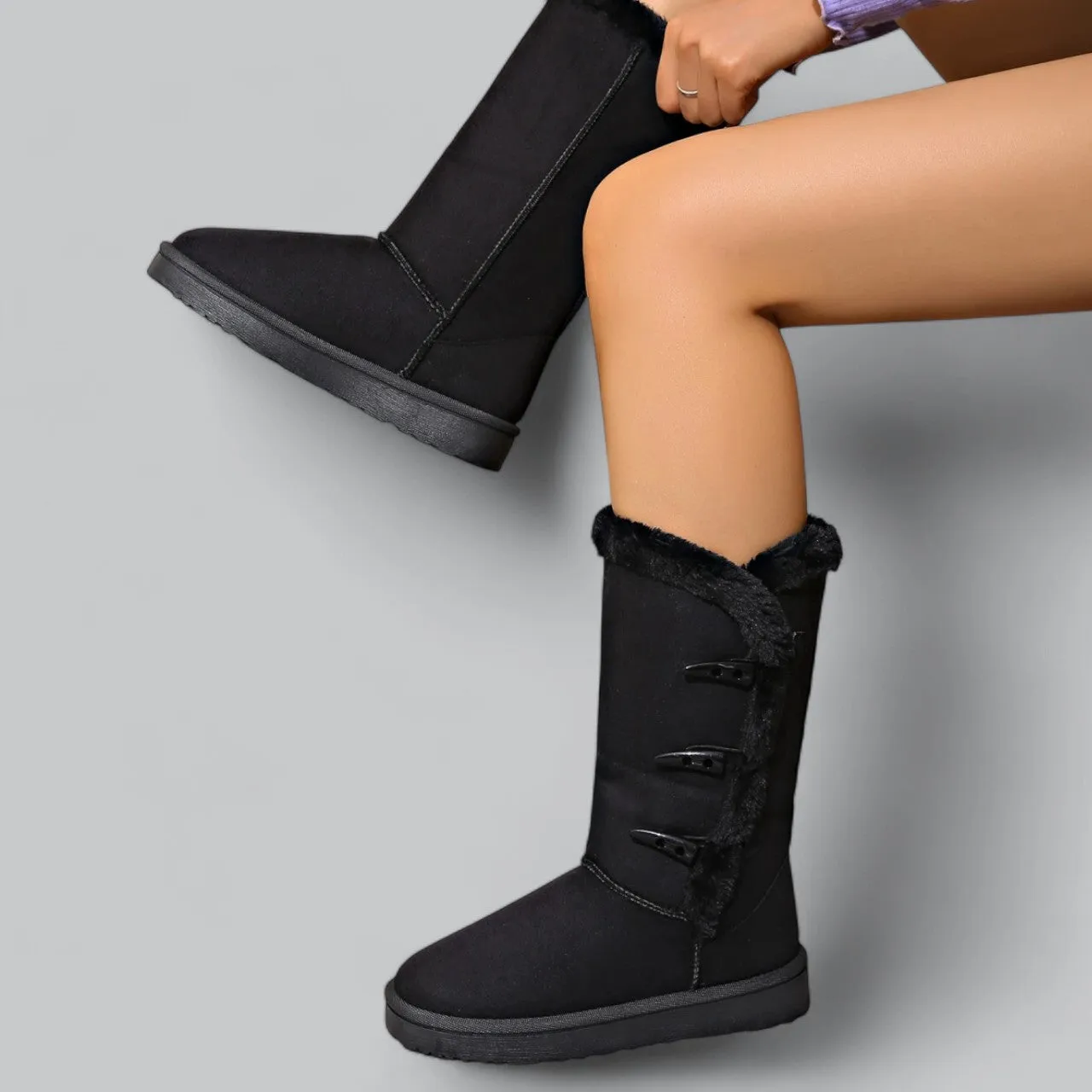 Plush Soft Fur Mid-Calf Boots | Warm, Comfortable Footwear for Winter | Ideal for Cold Weather Wear