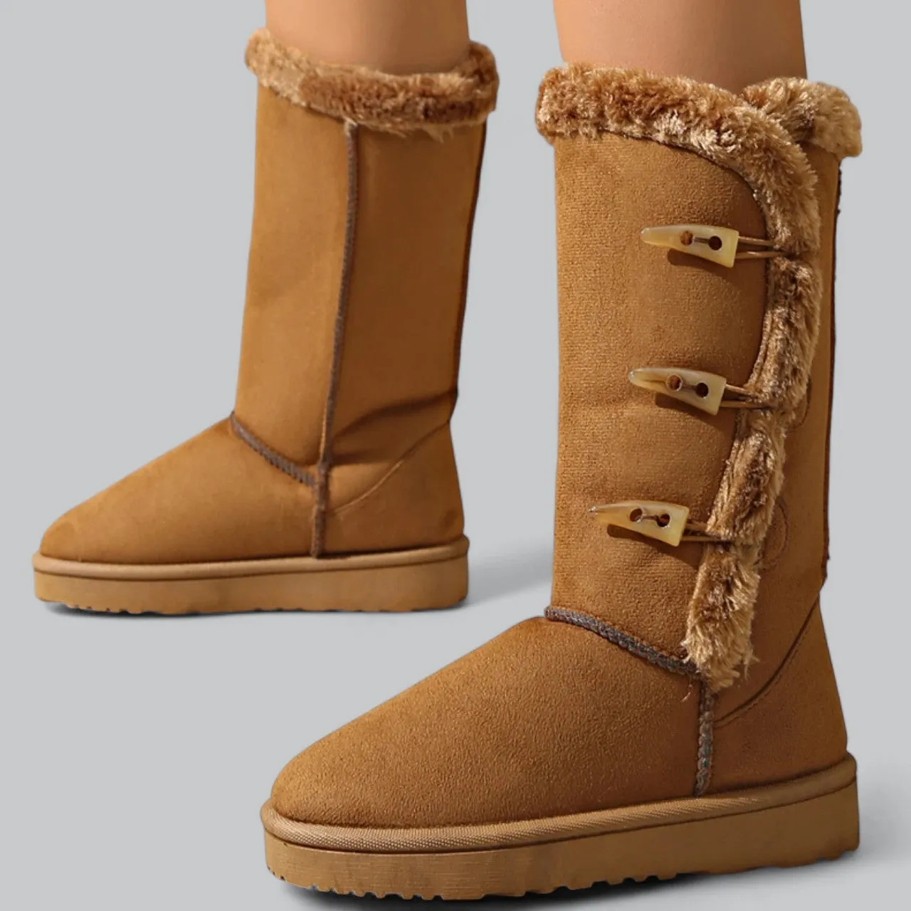 Plush Soft Fur Mid-Calf Boots | Warm, Comfortable Footwear for Winter | Ideal for Cold Weather Wear