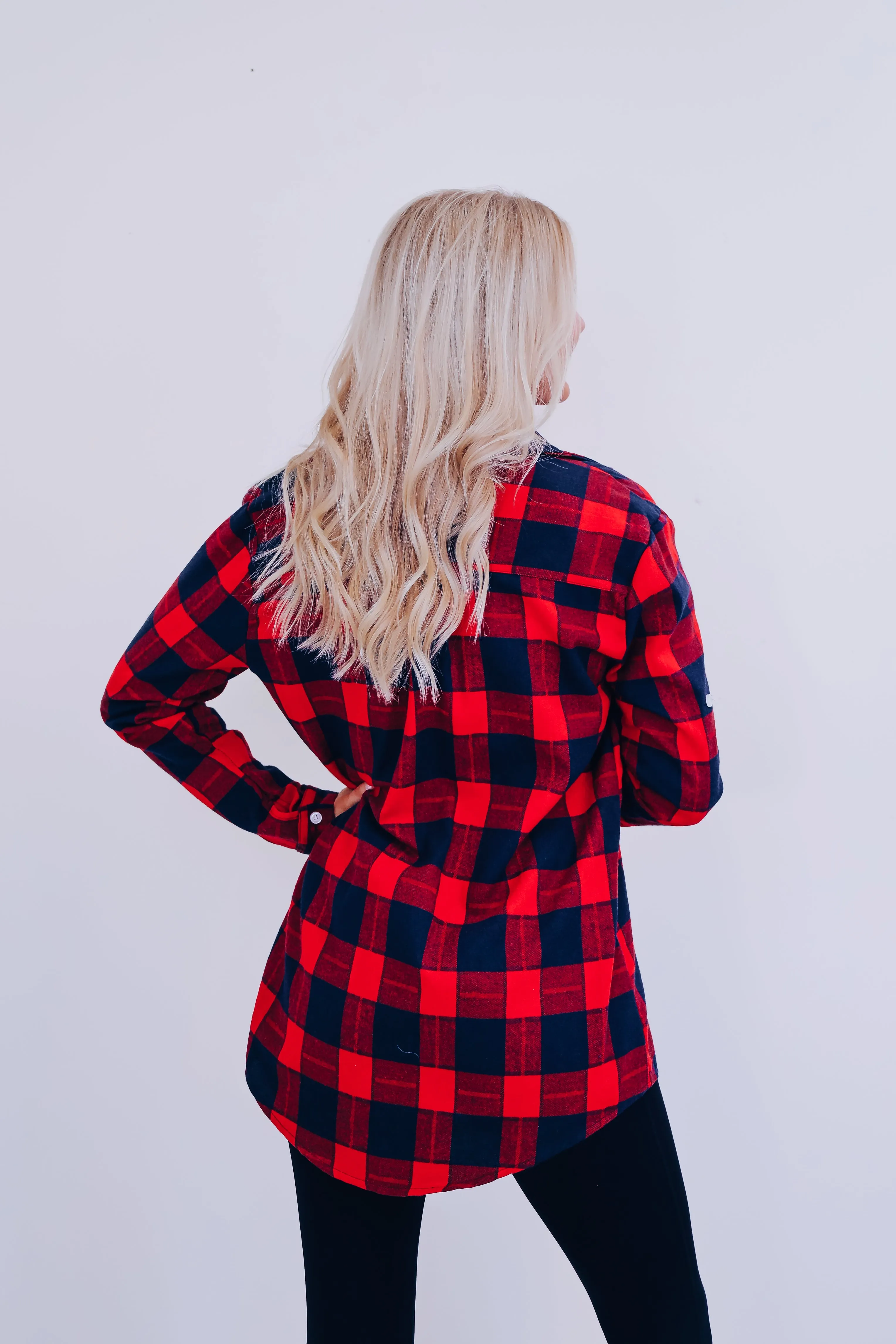 Pops Plaid Long Flannel Shirt - Red