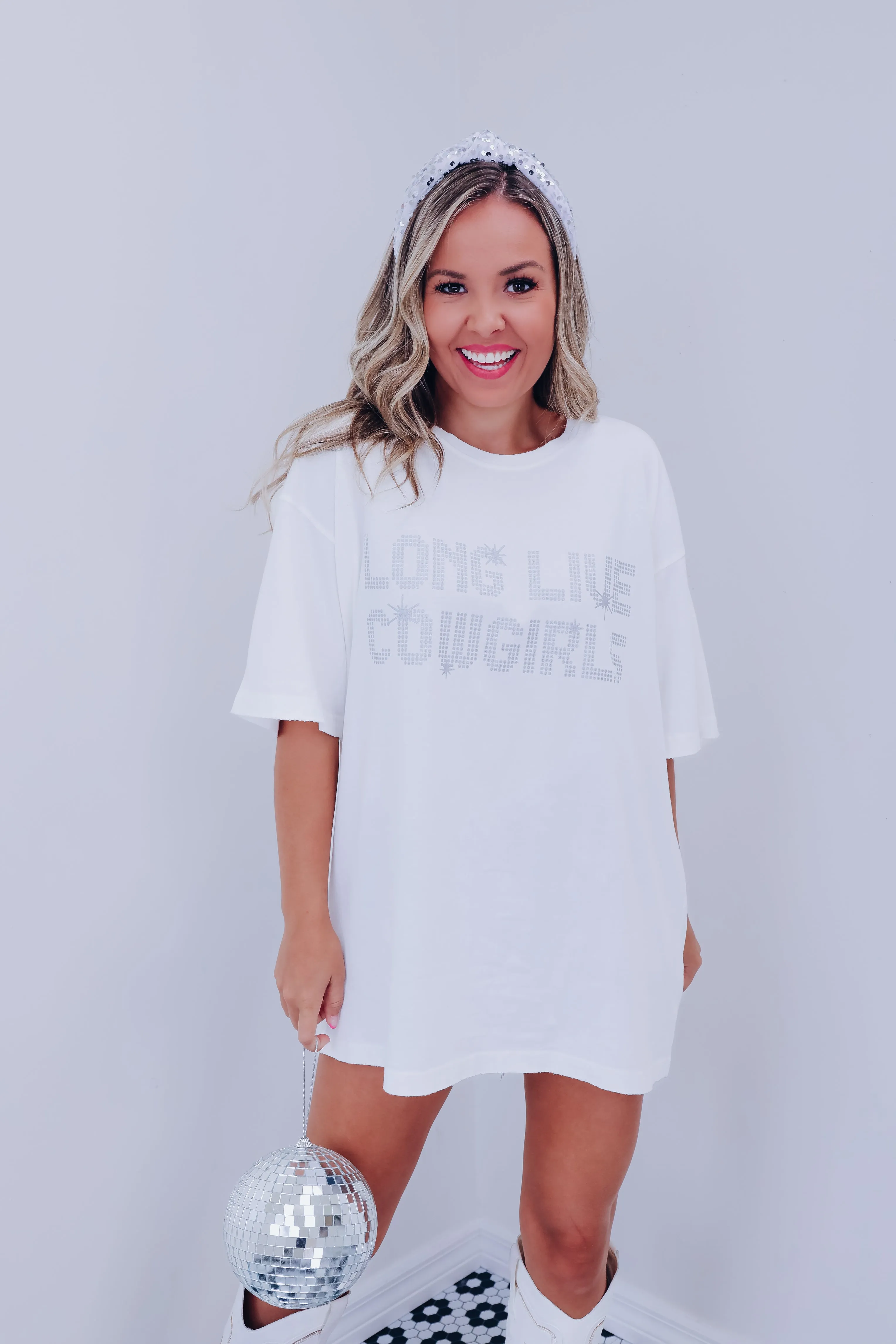 "Long Live Cowgirl" Oversized Graphic Tee - White