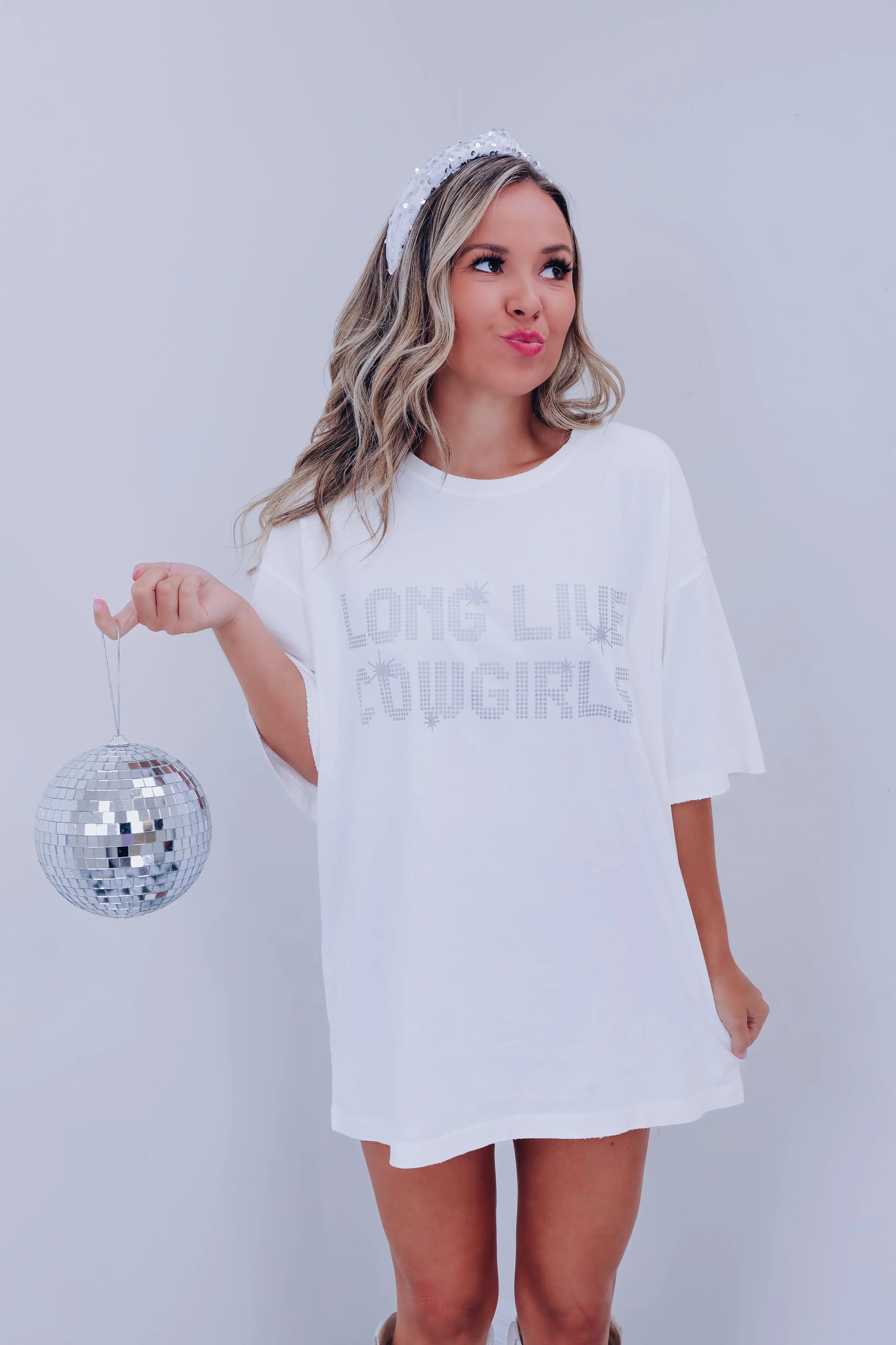 "Long Live Cowgirl" Oversized Graphic Tee - White