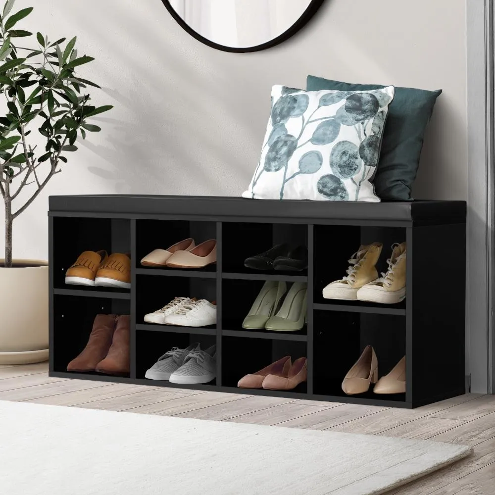 Ralph Shoe Bench 105cm Shoe Storage Cabinet Orgaiser Rack Storage Shelf Black