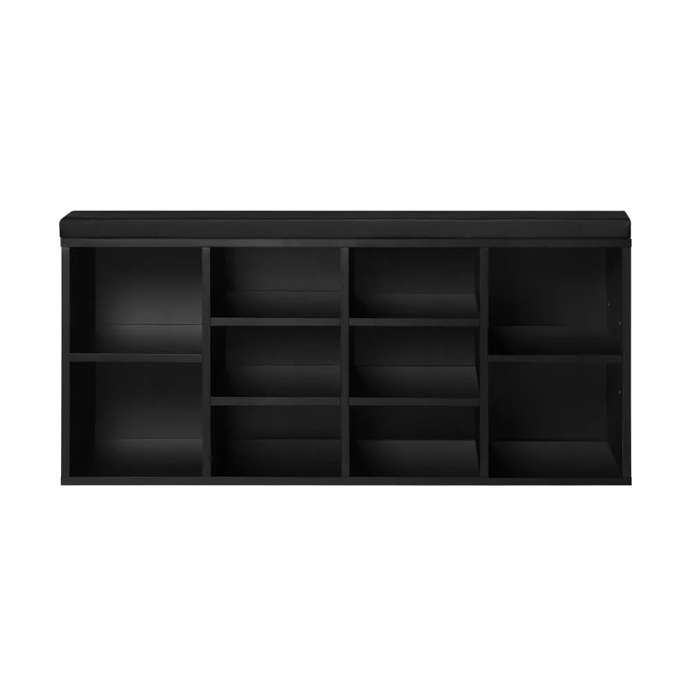 Ralph Shoe Bench 105cm Shoe Storage Cabinet Orgaiser Rack Storage Shelf Black