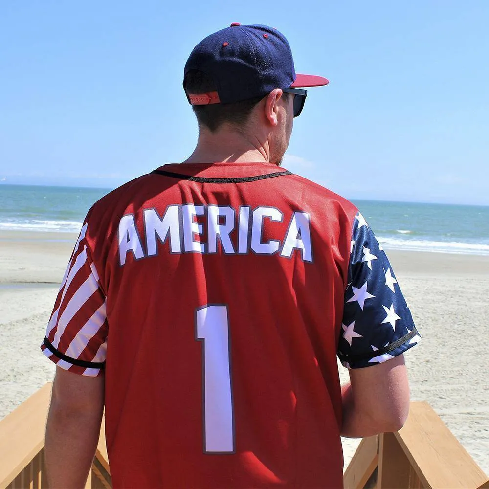 Red America #1 Baseball Jersey