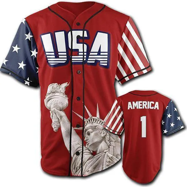 Red America #1 Baseball Jersey