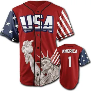 Red America #1 Baseball Jersey