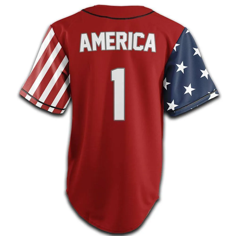 Red America #1 Baseball Jersey