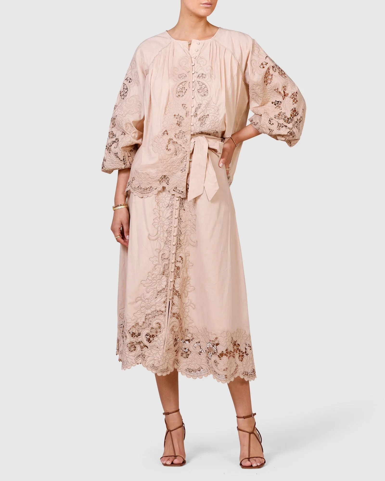 Renaissance Embroidery Blouse - Pink Clay