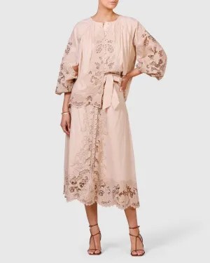 Renaissance Embroidery Blouse - Pink Clay