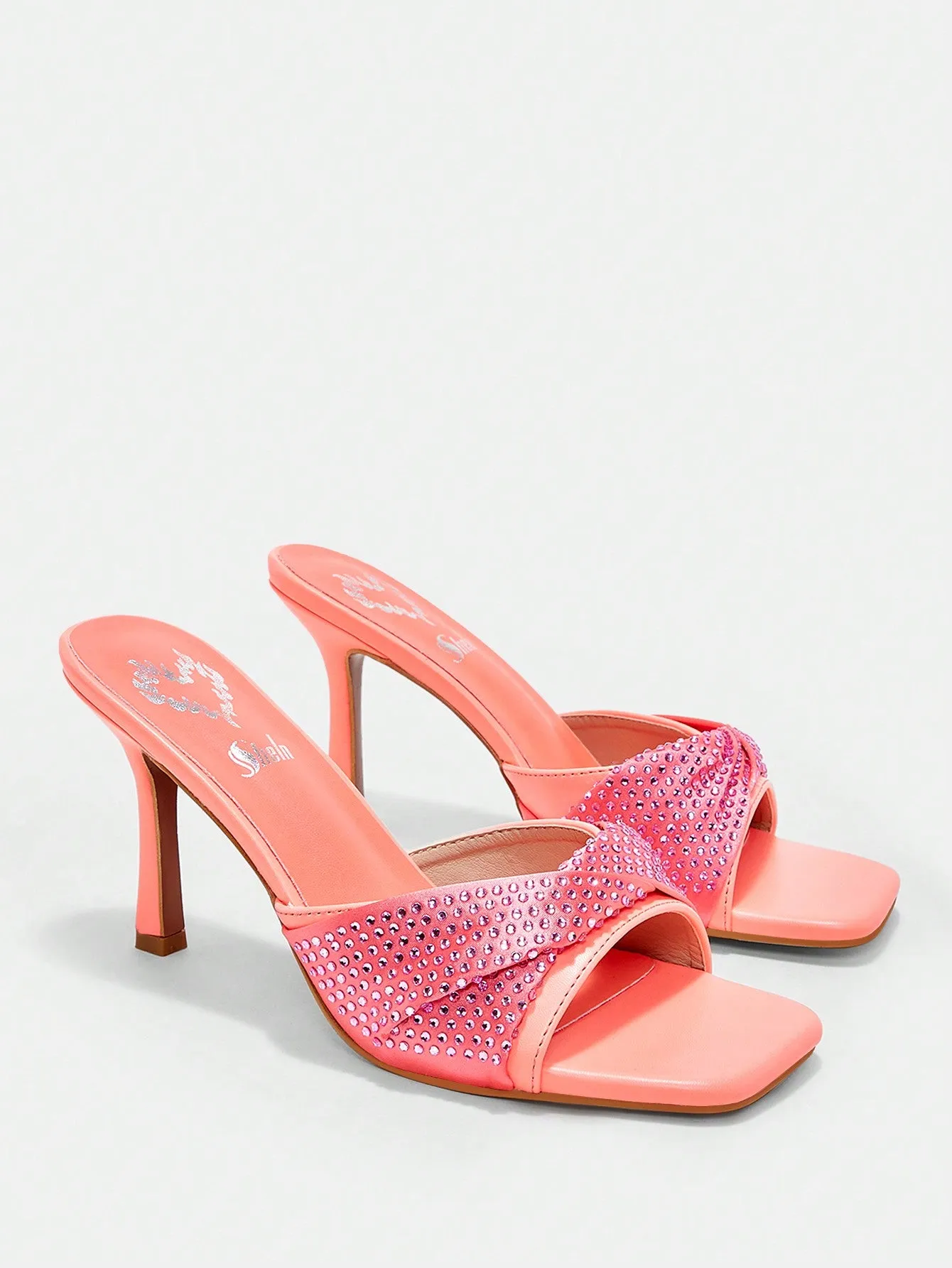 Rhinestone Decor High-heeled Sandals