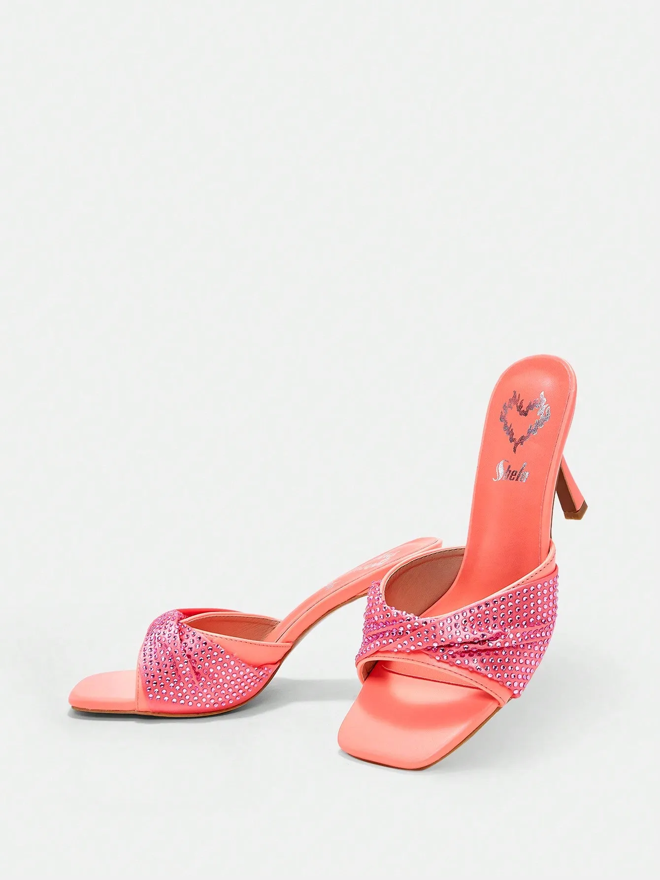 Rhinestone Decor High-heeled Sandals