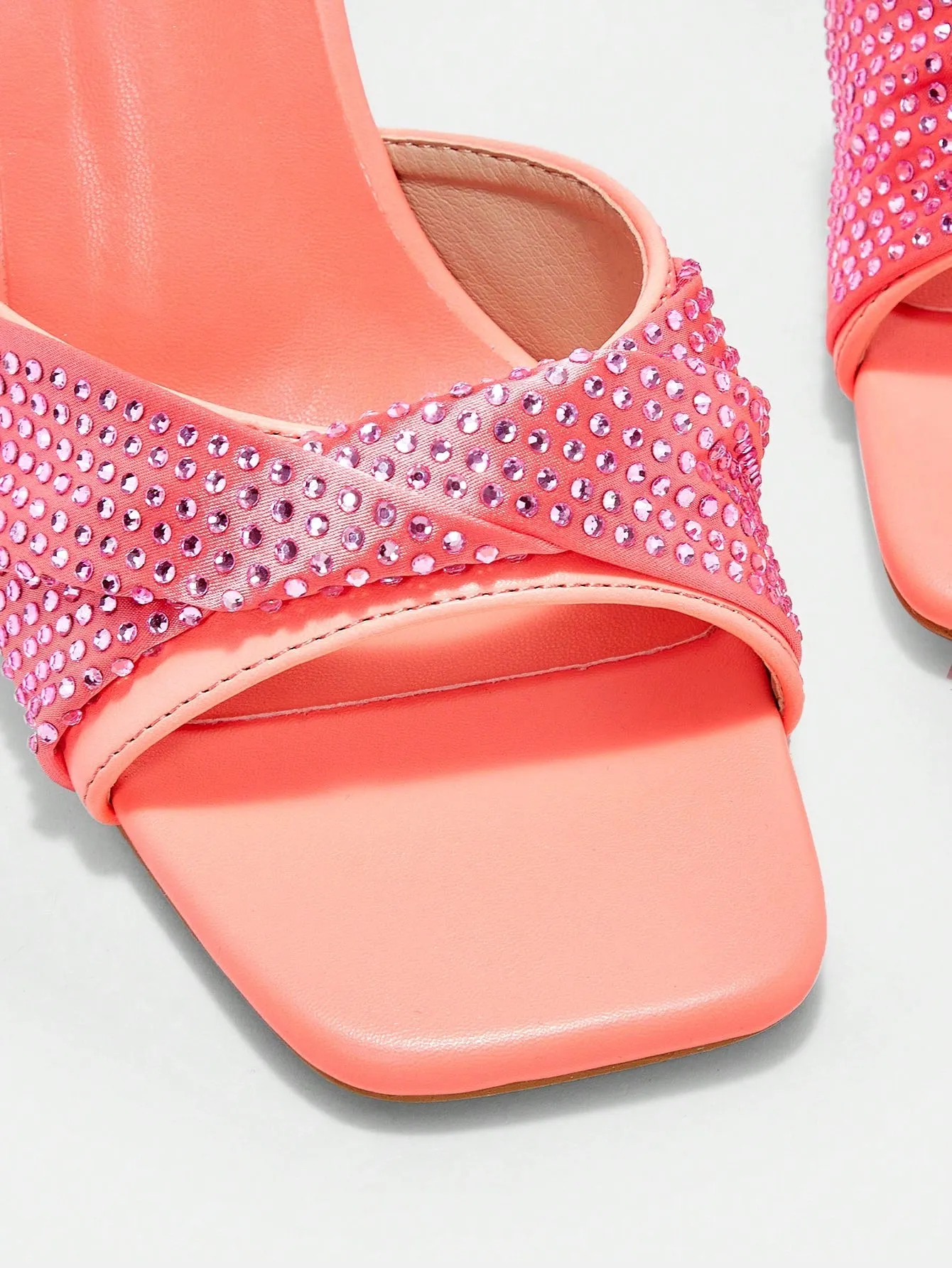 Rhinestone Decor High-heeled Sandals