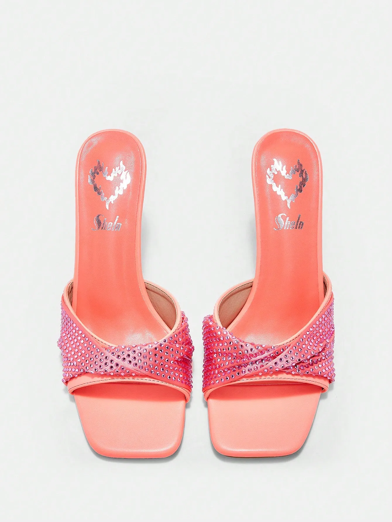Rhinestone Decor High-heeled Sandals